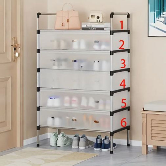 Dustproof Shoe Rack Metal Pipes Detachable Space Saving Big Capacity Organize Shelf