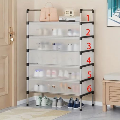 Dustproof Shoe Rack Metal Pipes Detachable Space Saving Big Capacity Organize Shelf