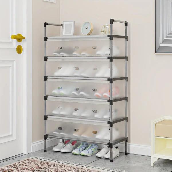 Dustproof Shoe Rack Metal Pipes Detachable Space Saving Big Capacity Organize Shelf