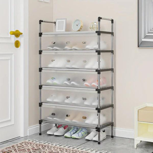 Dustproof Shoe Rack Metal Pipes Detachable Space Saving Big Capacity Organize Shelf