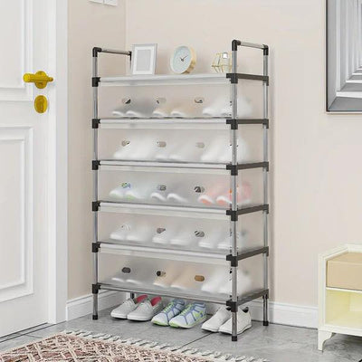 Dustproof Shoe Rack Metal Pipes Detachable Space Saving Big Capacity Organize Shelf