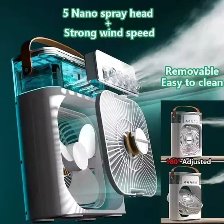 Portable Air Cooler Fan with LED Night Light & USB Power