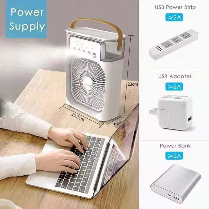 Portable Air Cooler Fan with LED Night Light & USB Power