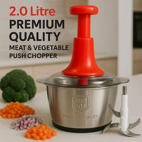 Multi-Functional 2Ltr Stainless Steel Push Chopper