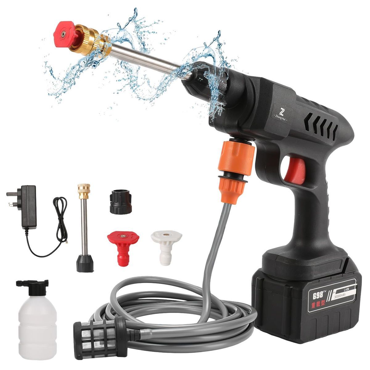 Rechargeable 48V High Pressure Washer Gun 30Bar Portable Cordless